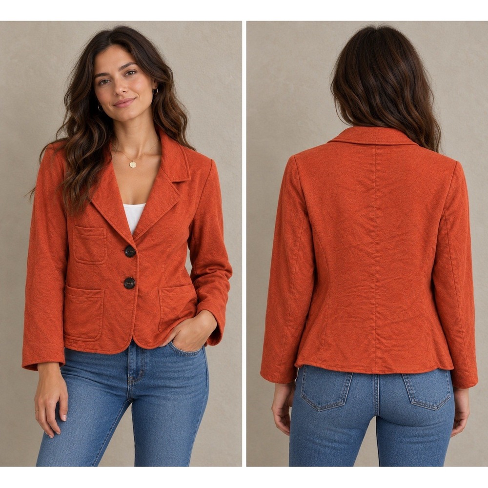 Lafayette 148 NY Loro Piana Wool Angora Blazer Orange Jacket Women Size 6 Petite